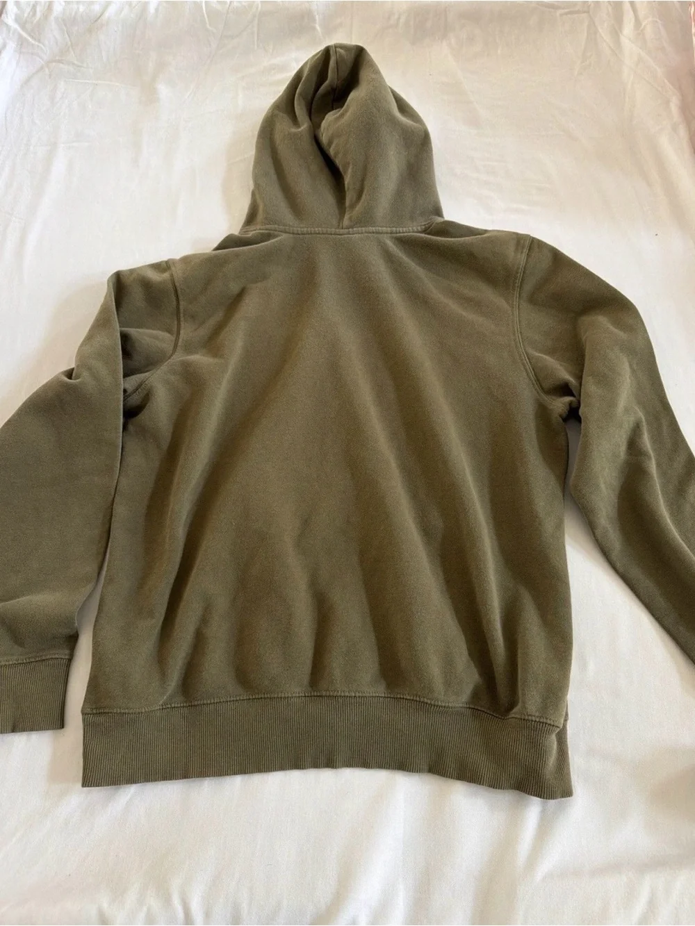 The North Face Olive Green Pullover Hoodie with Bear Graphic